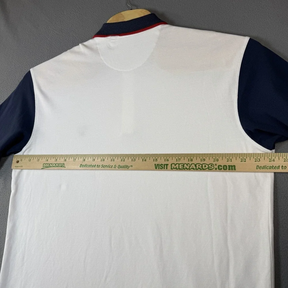 Bad Birdie Pique Golf Polo Mens XL White Dark Navy Red Shirt Short Sleeve USA - Picture 7 of 9